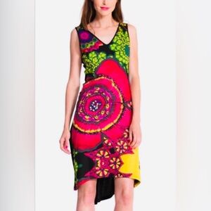 Fun Desigual High Low Cotton Sleeveless Floral Print Party Dress, Sz L!